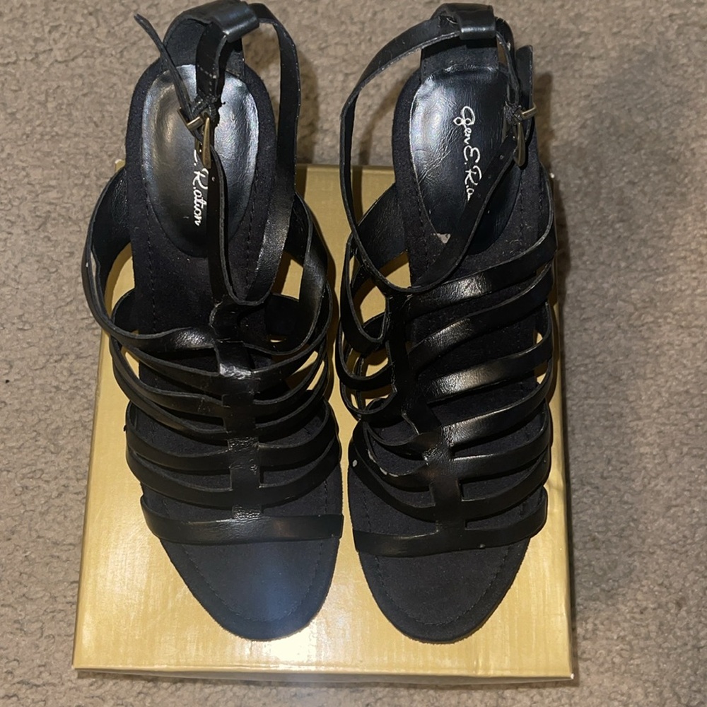 Black Strappy Heels with Modern Design